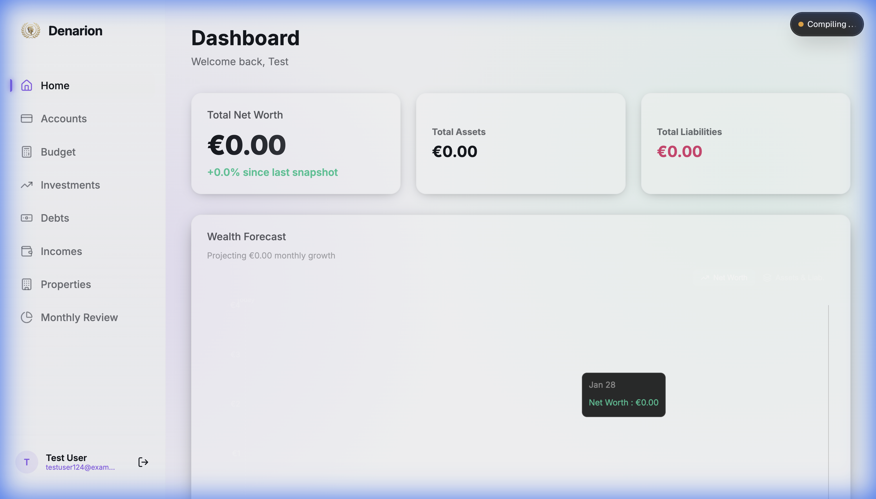 Denarion Dashboard - Net Worth Tracking